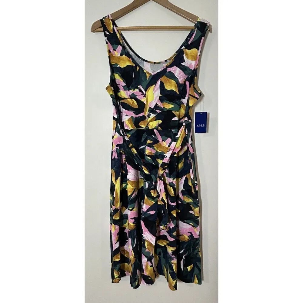 Apt 9 Womenβs Size Large Sleeveless SeaweedβGreen Tank Dress with Pockets